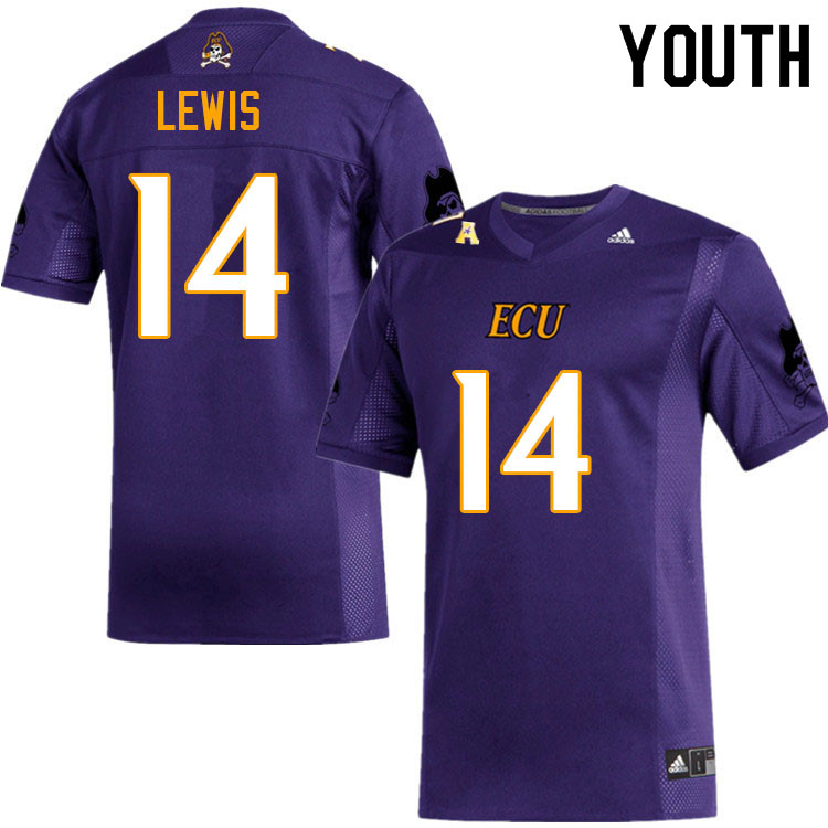 Youth #14 Troy Lewis ECU Pirates College Football Jerseys Sale-Purple